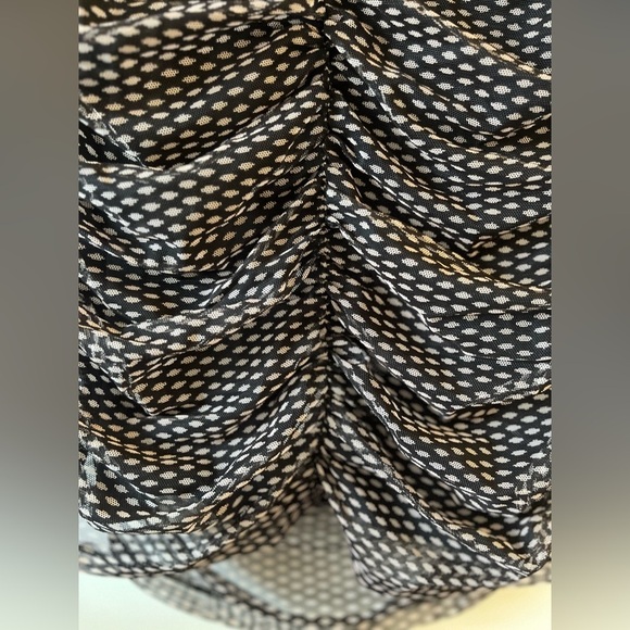 NWT DKNY Mesh Polkadot Lined Ruched Blouse - Picture 10 of 12